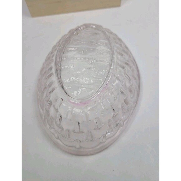 L.E. Smith Pink Glass Bunny Rabbit On Nest 4.5" Trinket Candy Dish VGUC Gorgeous - Picture 7 of 8